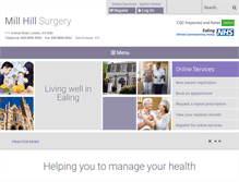 Tablet Screenshot of millhillsurgery.co.uk
